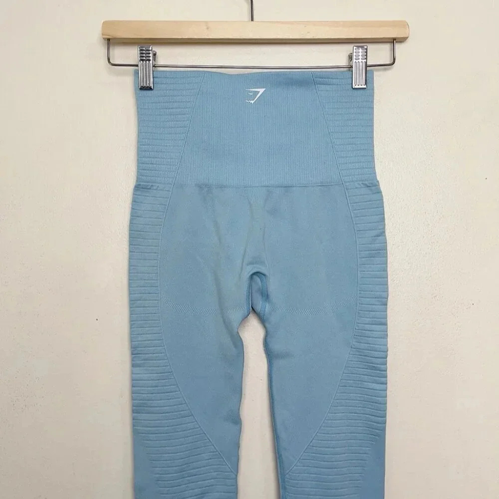 Gymshark Womens Xsmall Seamless Energy Malibu Blue Leggings - Picture 6 of 9